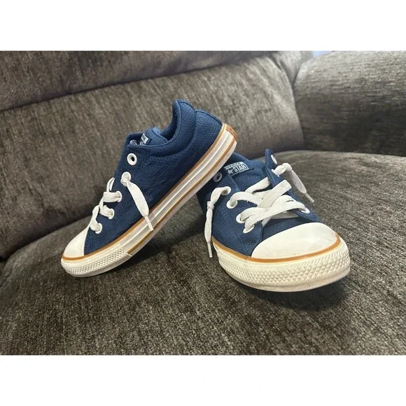 Converse All Star Junior 3 Blue Canvas Low Top Sneakers Youth Shoes - Picture 4 of 9